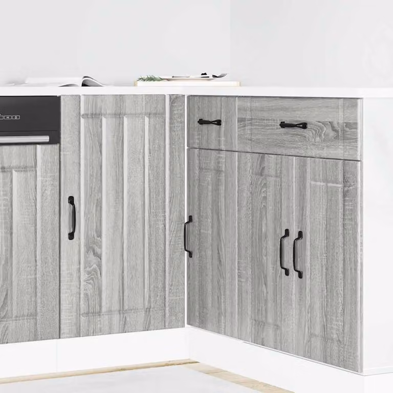 Base cucina mobile vidaXL Lucca Grigio Sonoma in legno multistrato e MDF con ante a battente