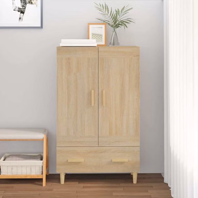 Credenza vidaXL in Rovere Sonoma e Legno Multistrato, Stile Scandinavo, L 70 cm x P 31 cm x H 115 cm