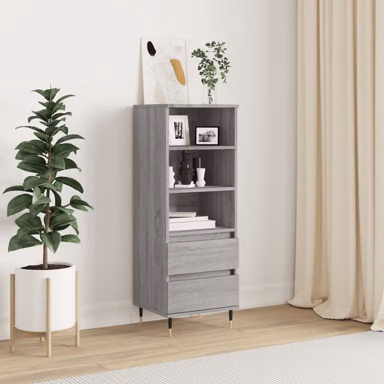 Credenza vidaXL in stile industriale in legno e metallo, Grigio Sonoma, L 40 cm x P 36 cm x H 110 cm