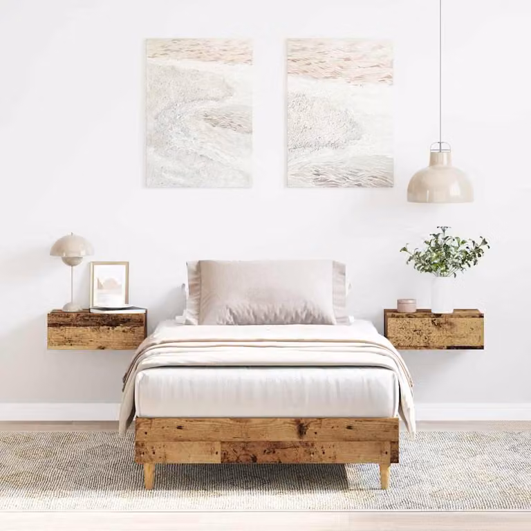 Giroletto vidaXL in legno antico e truciolato marrone con doghe in legno, L/P/H: 200 x 90 x 25 cm