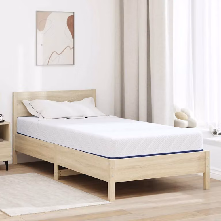 Materasso vidaXL in gel con tessuto Jacquard bianco e blu per adulti, L 90 cm x P 190 cm
