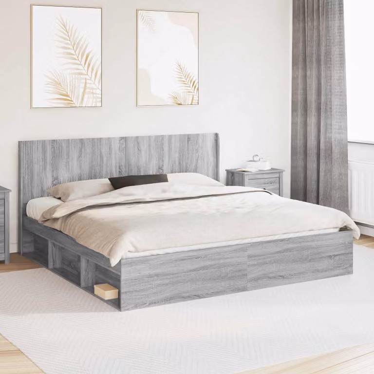 Testiera Letto Sonoma vidaXL in Legno Ingegnerizzato Grigio L: 186,5 cm, H: 7,0 cm, P: 16,9 cm