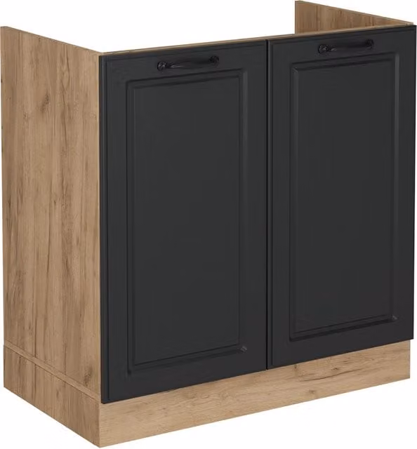 Mobile lavello cucina Vicco R-Line Antracite e Rovere con ante a battente, Larghezza: 80 cm
