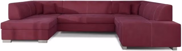 Divano panoramico a U HAVANE MEUBLORAMA rosa, convertibile 6 posti con funzione letto e seduta sollevabile