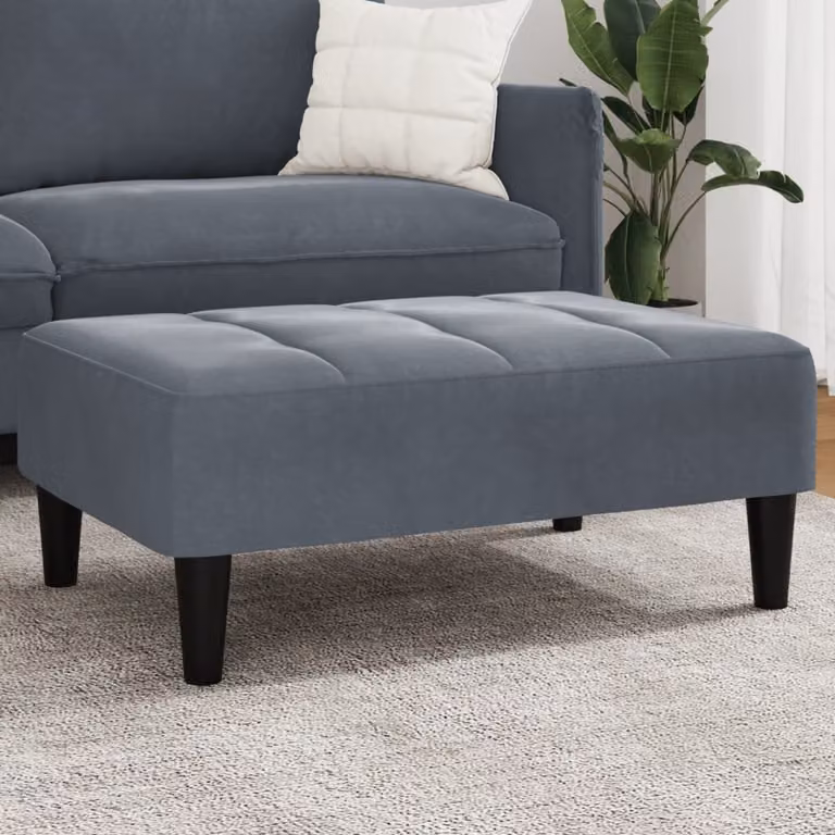Poggiapiedi vidaXL in velluto grigio scuro L 77 cm x P 55 cm x H 31 cm