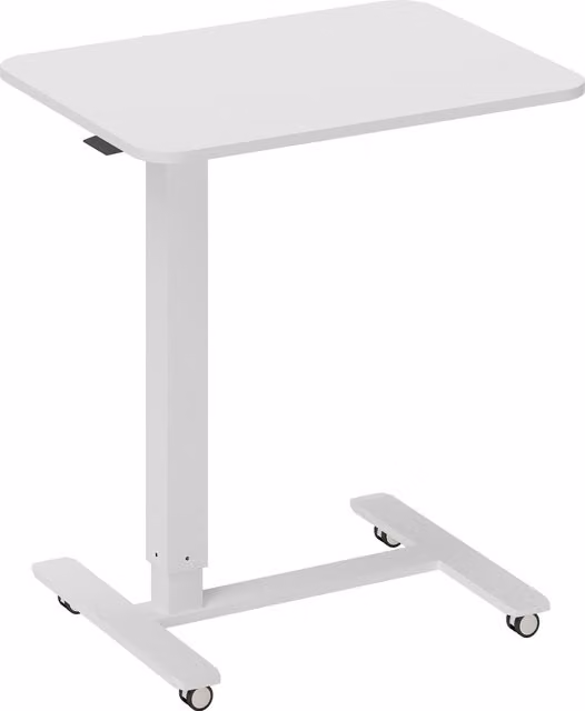 Scrivania a C HOMCOM regolabile in altezza con 4 ruote, bianco, L: 65 cm, P: 48 cm, H: 73-110 cm