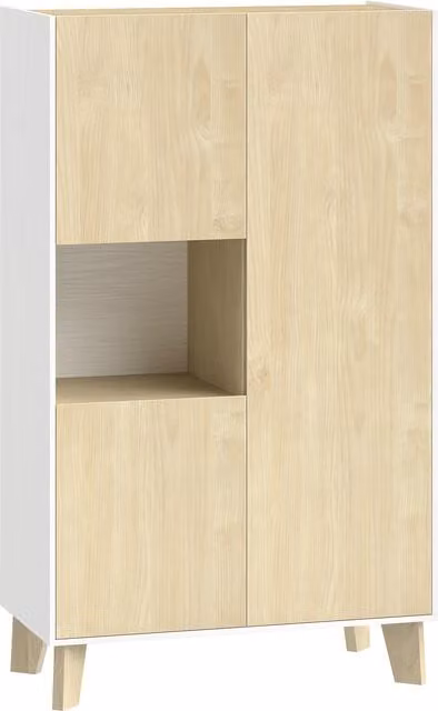 Credenza HOMCOM moderna con 6 scomparti e ante soft close, ideale per cucina, soggiorno o ingresso, Bianco e Color Legno