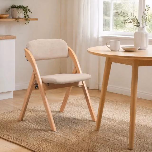 Set di 2 sedie pieghevoli WISHDOR in legno di faggio con seduta imbottita sfoderabile, color verde e beige