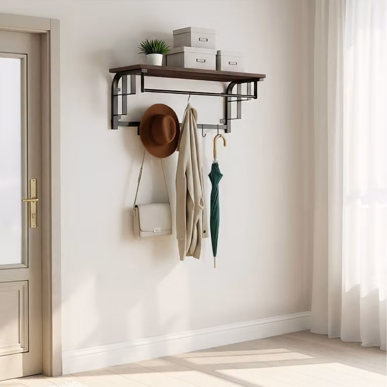 Armadio a parete Tectake Dual Hook and Rail Matrix in stile industriale, colore marrone