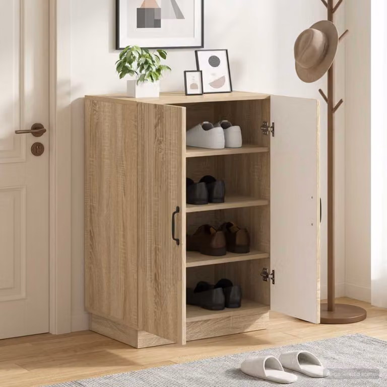 Mobile porta scarpe HOORN vidaXL in Rovere Sonoma, L: 59,5 cm, P: 39,5 cm, H: 87 cm