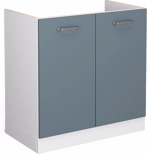 Base per lavello Vicco R-Line blu con ante, finitura opaca, senza piano di lavoro L: 80 cm, P: 46 cm, H: 81,6 cm