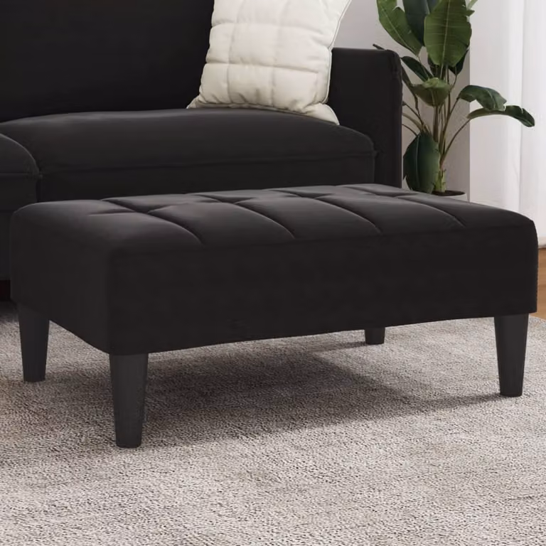 Poggiapiedi vidaXL in velluto nero per soggiorno e camera da letto L/P/H: 77 x 55 x 31 cm