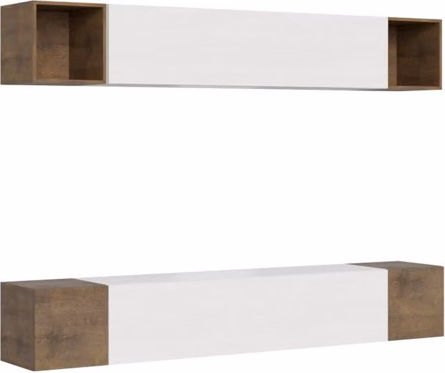 Composizione parete soggiorno moderna Itamoby A38 bianca L: 254 cm, P: 39,2 cm, H: 40 cm