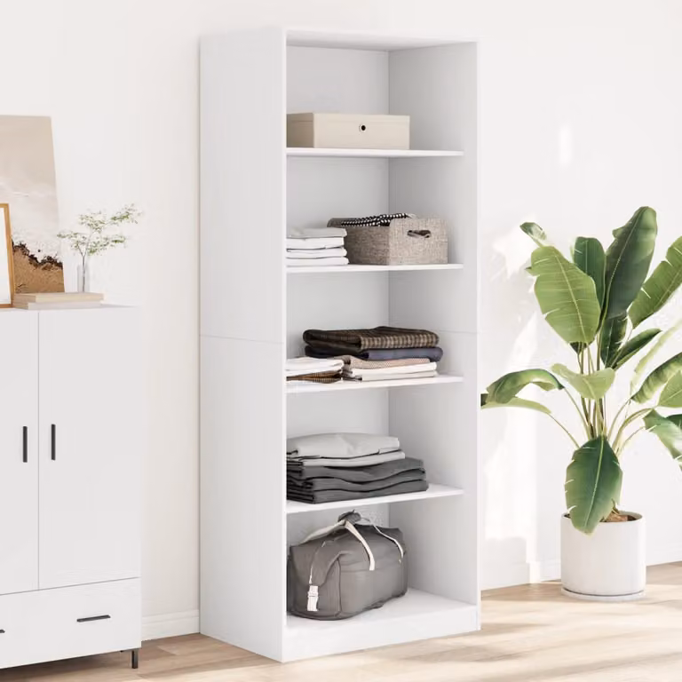 Armadio bianco vidaXL in legno MDF con ante a battente e ripiani interni L: 80 cm, P: 50 cm, H: 200 cm