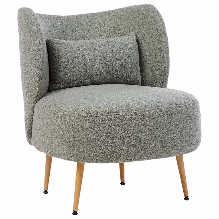 Poltrona da salotto Beliani in tessuto bouclé verde con schienale curvo stile glamour per il tuo soggiorno