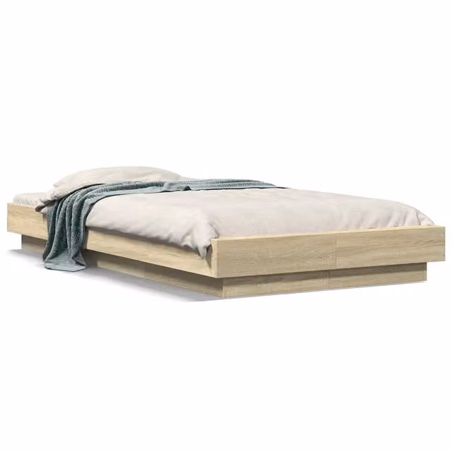 Letto singolo moderno in legno multistrato Rovere Sonoma color beige e marrone L/P/H: 100 x 200 cm