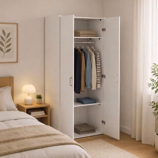 Armadio a 2 ante Danny DMORA bianco opaco per camera da letto L: 78 cm, P: 50 cm, H: 175 cm