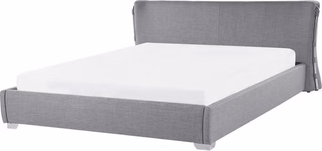 Letto ad acqua Beliani in tessuto grigio con struttura in legno e metallo L/P/H: 228 x 160 x 195 cm