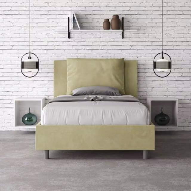 Letto imbottito Antea Ityhome in microfibra colore verde, L/P/H: 110 x 190 x 202 cm