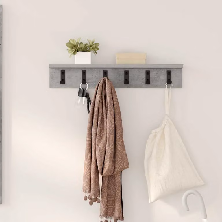 Appendiabiti a muro moderno vidaXL in MDF Grigio, L 60 x P 10,5 x H 10,5 cm