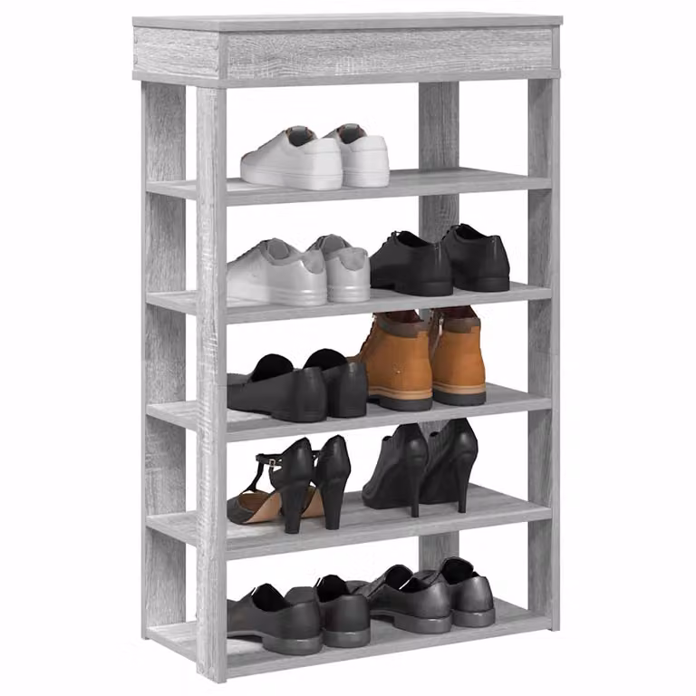 Scarpiera moderna vidaXL in legno e MDF grigio, sospesa a parete, L: 60 cm, P: 30 cm, H: 98 cm