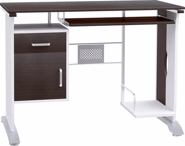 Scrivania per Computer Homcom in Legno e Metallo con Cassetti, Design Moderno Salvaspazio, Marrone