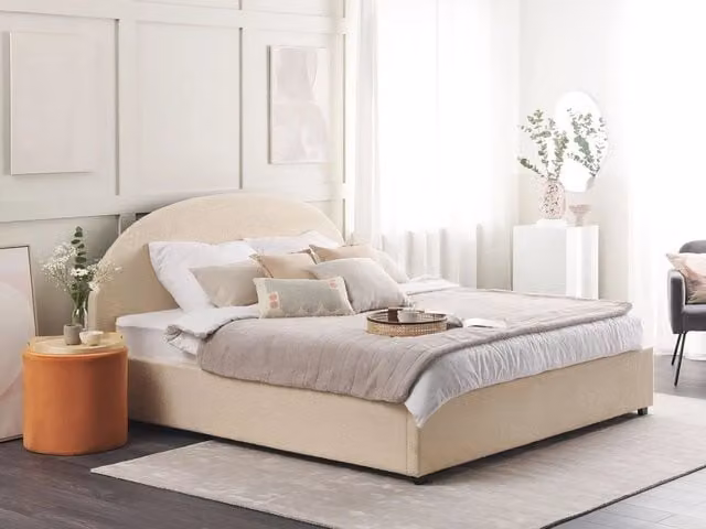 Letto con contenitore BELIANI in velluto beige stile retro con base lift up L/P: 180 x 200 cm