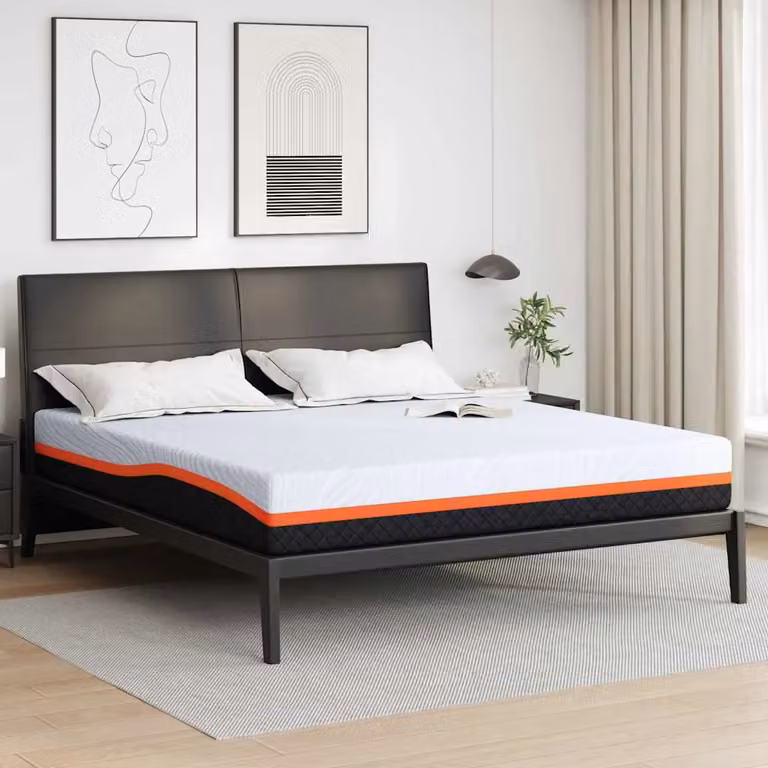 Materasso vidaXL in gel con tessuto Jacquard bianco e grigio, L: 180 cm, P: 200 cm, H: 25 cm