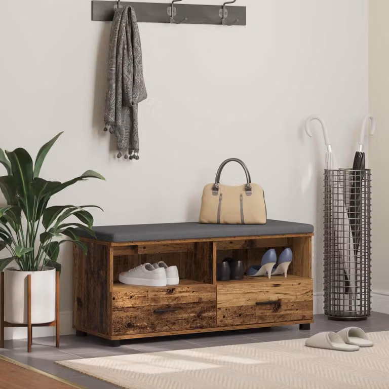 Panca per ingresso con portascarpe vidaXL in legno marrone stile moderno L 100 x P 38 x H 46 cm
