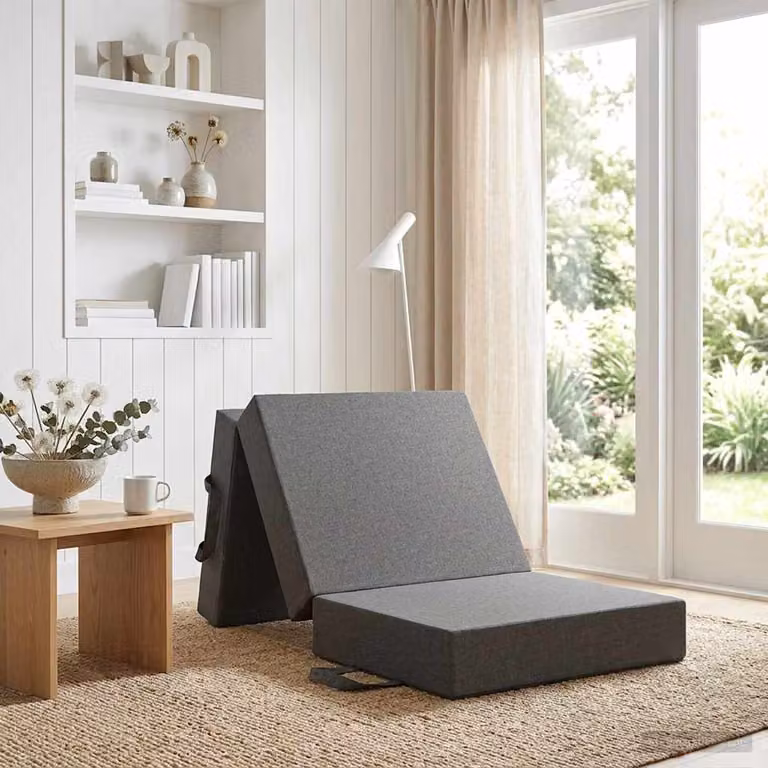 vidaXL Divano Letto Pieghevole Moderno in Tessuto Grigio L: 190 cm, P: 90 cm, H: 15 cm