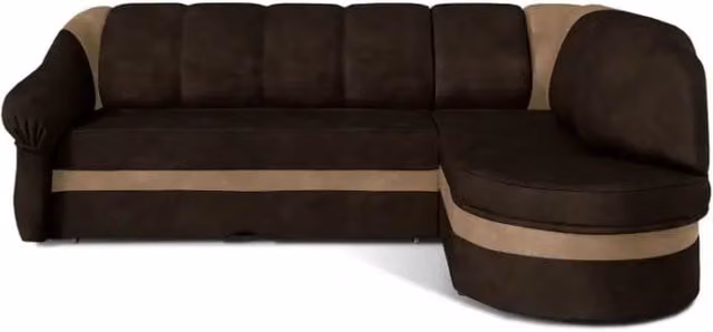 Divano angolare destro convertibile BENANA MEUBLORAMA marrone scuro e beige con contenitore L/P/H: 250 x 180 x 85 cm