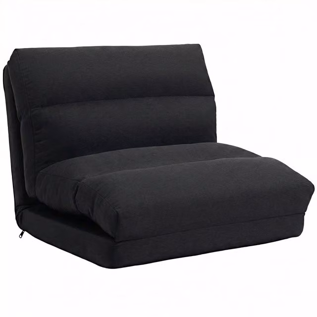 Poltrona Letto Reclinabile Aosom in Tessuto Nero, Reclinabile da 90° a 180°, L 70 x P 72 x H 56 cm