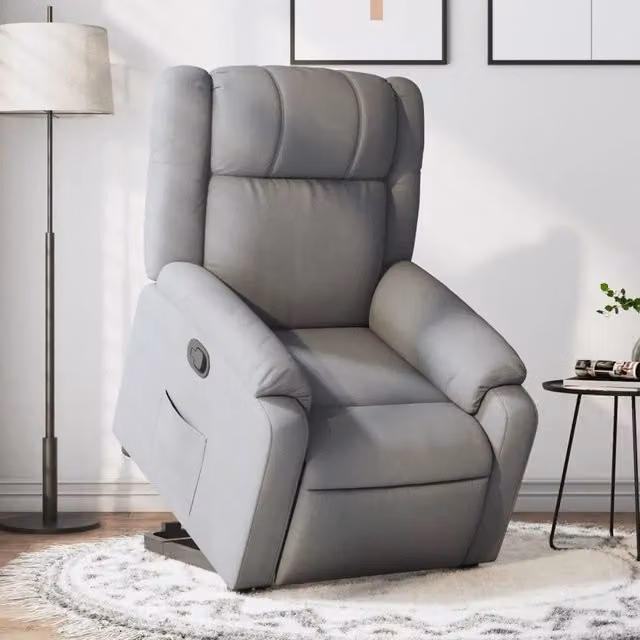 Poltrona Alzapersona Reclinabile vidaXL Grigio con Assistenza Elettrica e Braccioli in Tessuto
