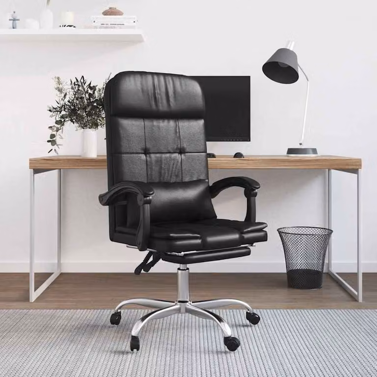 vidaXL Poltrona da ufficio executive in similpelle nera con poggiatesta e ruote