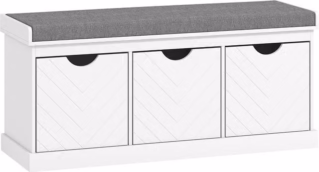 Panca porta scarpe HOMCOM con 3 cassetti e cuscino imbottito in tessuto, colore bianco