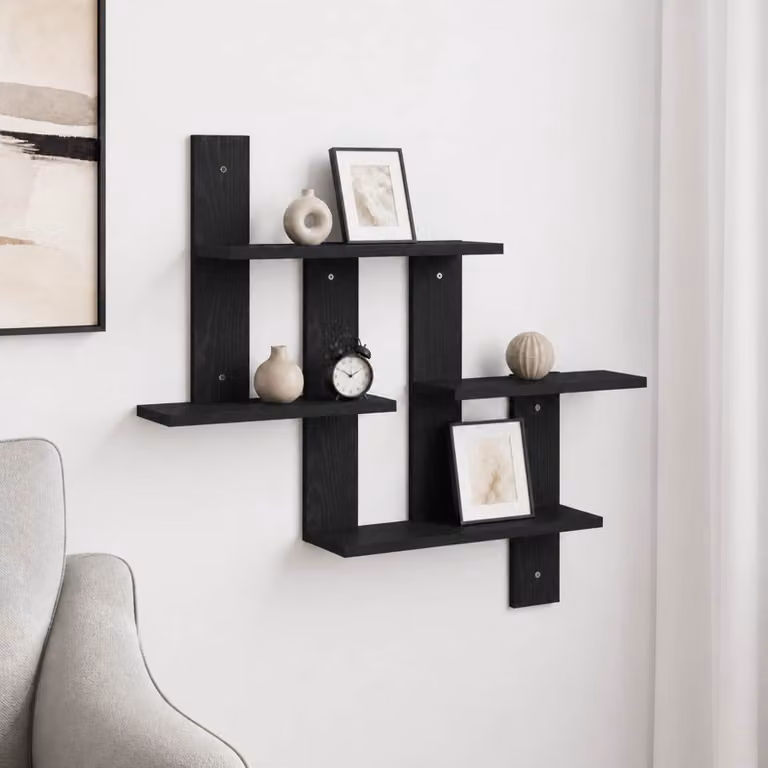 Scaffale da parete moderno vidaXL in MDF Nero Opaco L: 85 cm, P: 13,5 cm, H: 73,5 cm