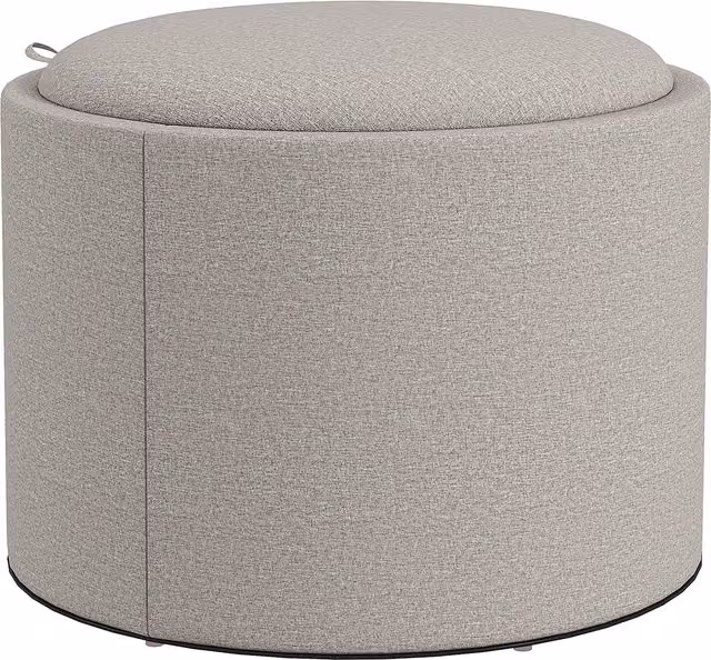 Sgabello Pouf imbottito HOMCOM in lino con coperchio reversibile, Grigio chiaro, L/P/H: 56 x 56 x 42 cm