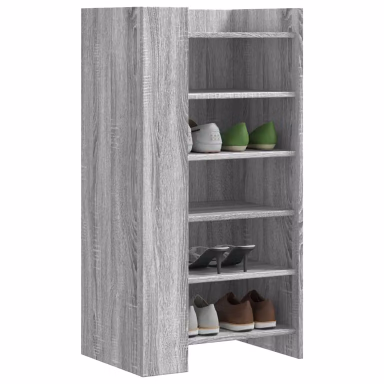 Scarpiera moderna vidaXL in legno grigio con ante a battente e ripiani, L 52 cm x P 37,5 cm x H 100 cm