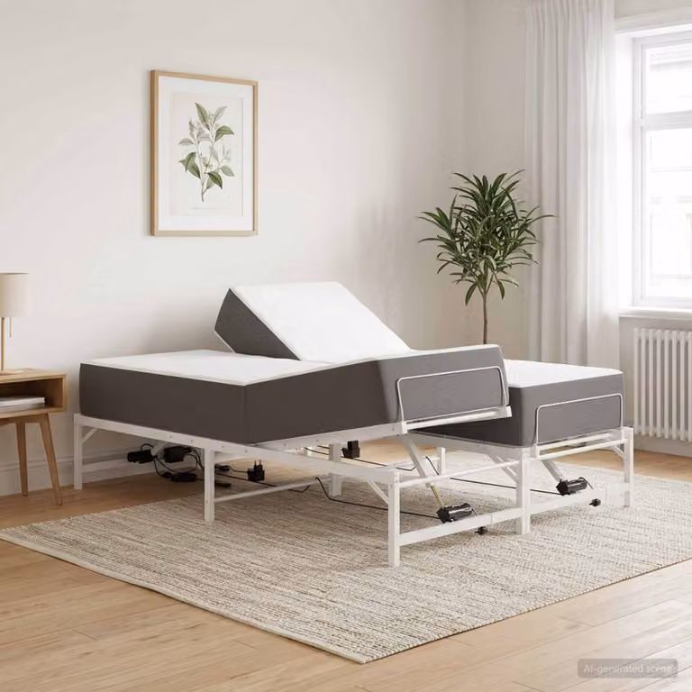 vidaXL Telaio Letto Elettrico Motorizzato in Metallo Bianco L: 140 cm, P: 200 cm