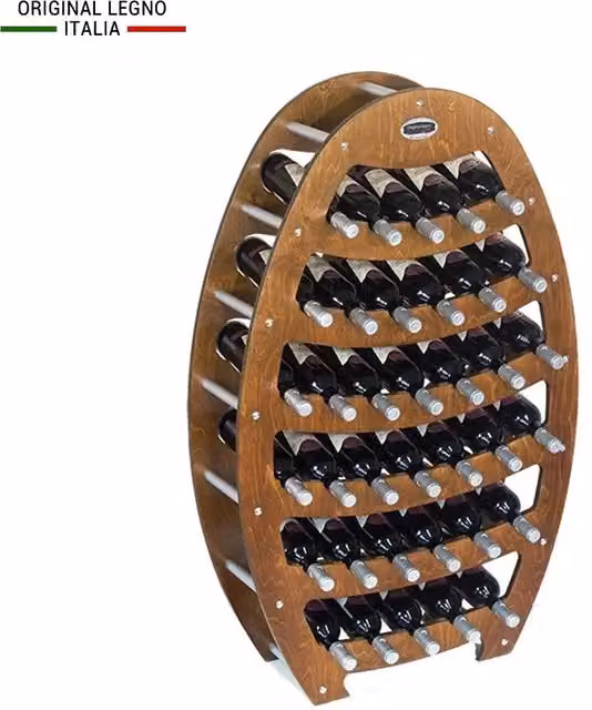 Cantinetta in legno Original Legno Italia modello Botte per 36 bottiglie di vino, finitura noce, L: 75 cm, P: 25 cm, H: 120 cm