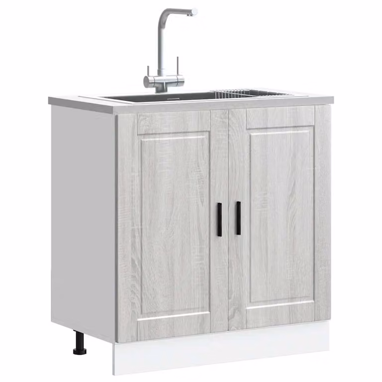 Base lavello mobile vidaXL moderno in MDF grigio L: 80 cm, P: 46 cm, H: 81,5 cm