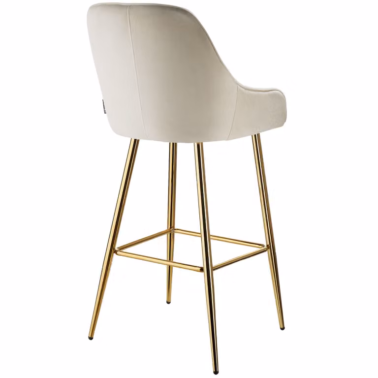 Set di 6 sgabelli da bar Avane TecTake con schienale imbottito in velluto beige e oro, design moderno per cucina e soggiorno