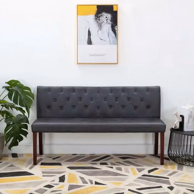 Panca vidaXL grigia in similpelle scamosciata per soggiorno e ingresso, L: 148,5 cm