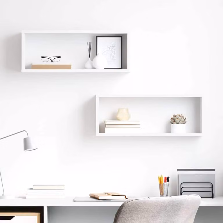 vidaXL Set di 2 Mensole a Parete a Cubo Bianche in Legno MDF per Soggiorno L: 60 cm, P: 15 cm, H: 23 cm