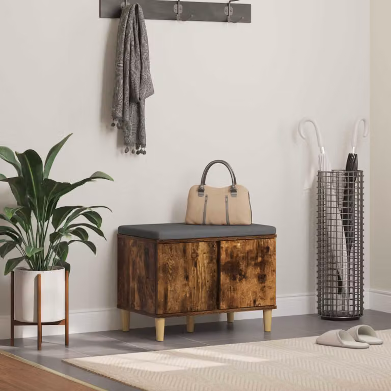 Panca per ingresso con porta scarpiera vidaXL in legno color marrone rovere L: 60 cm, P: 38 cm, H: 46 cm