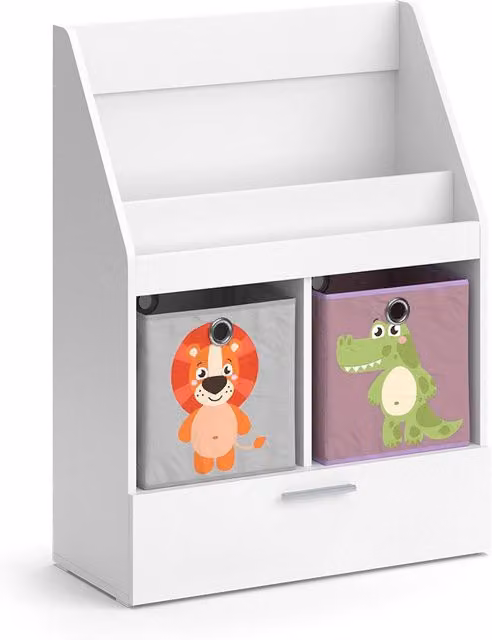 Libreria per bambini Vicco Luigi Bianca con cassetto e 2 scatole pieghevoli L: 72 cm, H: 96.2 cm, P: 31.2 cm