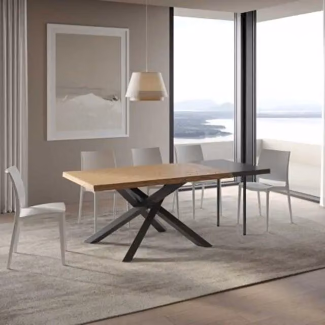 Tavolo allungabile Itamoby Versalux in legno rovere con gambe antracite L: 160-260 cm, P: 90 cm