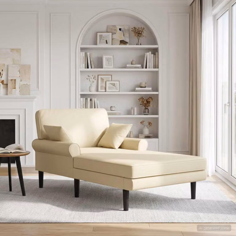 vidaXL Chaise longue moderna in similpelle beige con cuscini inclusi L/P/H: 174 x 106 x 86 cm