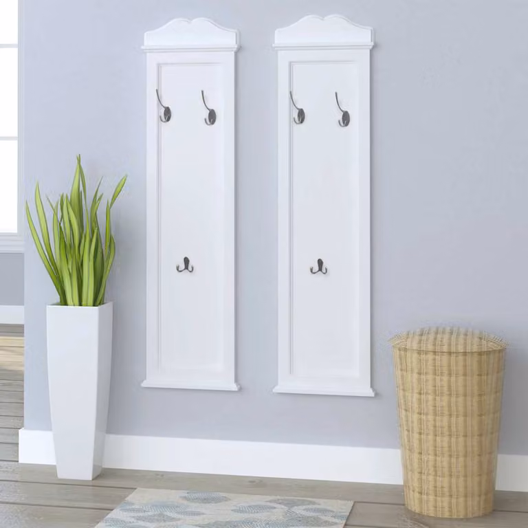 vidaXL Appendiabiti in Legno di Abete con Pannello e Ganci Distribuiti, Colore Bianco