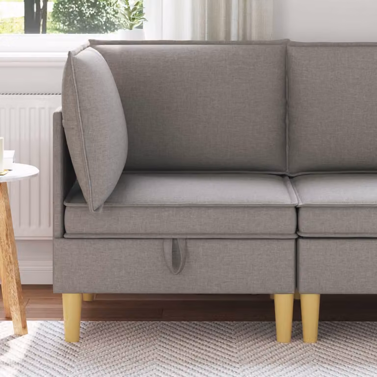 Divano con contenitore in tessuto vidaXL per soggiorno, stile minimalista, grigio o marrone